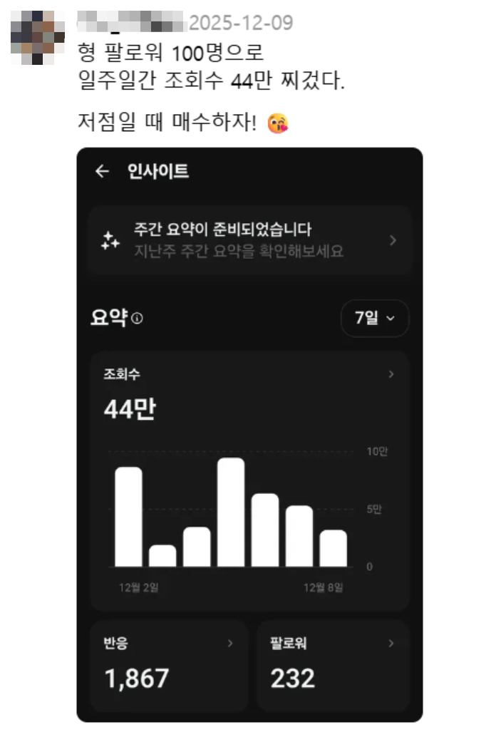 팔로워 100명 시절